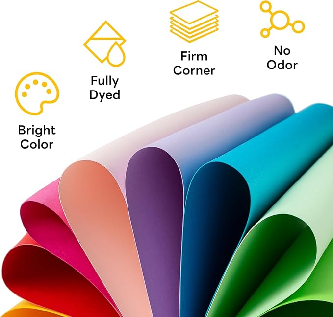 300 Sheets Colored Cardstock 8.5 x 11, Goefun 25 Colors Colored Printer Paper 65lb Construction Paper Assorted Colors for Crafts & Scrapbooking