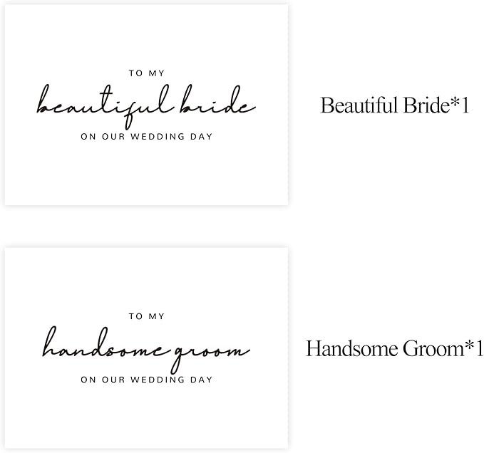 Set of 2 Wedding Cards for Bride and Groom with Matching Envelopes, To My Bride on our Wedding Day Card, To My Groom on our Wedding Day Card.（Groom/Bride C）