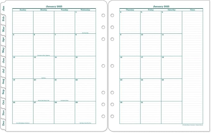 FranklinCovey - Original Two Page Per Day Ring-Bound Planner (Monarch, Jan 2025 - Dec 2025)
