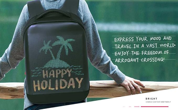 LED Backpack with Programmable Display, Bluetooth Connectivity (LED-Backpack-21L)