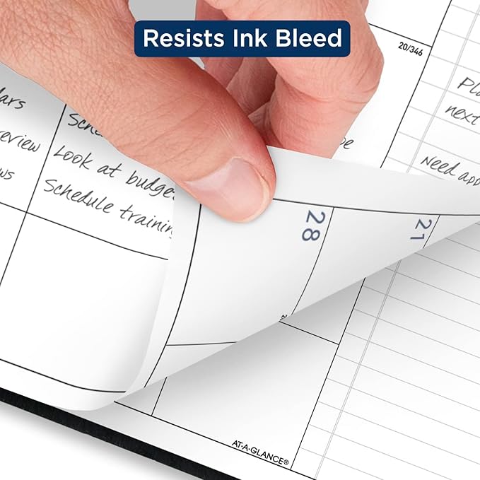 AT-A-GLANCE 2024 Monthly Planner, 7" x 8-3/4", Medium, Monthly Tabs, Faux Leather, Contemporary, Black (70120X0524)