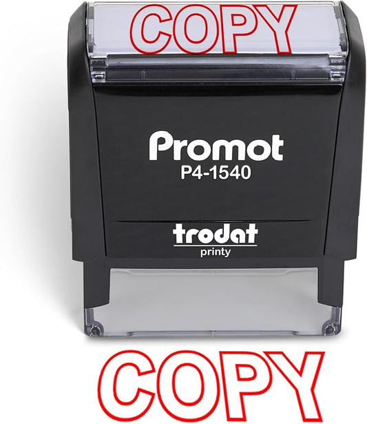 Promot Copy Self Inking Rubber Stamp - Refillable Copy Stamper - Business, Bookkeeping, Ordering, Accounting, Work, Office Stamps - Red Ink