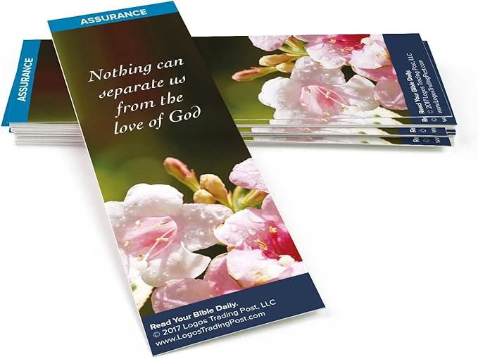 Christian Bookmark with Bible Verse, Pack of 25, Assurance Themed, Nothing Can Separate Us From the Love of God, Romans 8:38-39