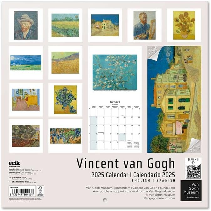 Van Gogh Wall Calendar 2025 12" x 12" FSC® Plastic Free - Starts Week On Sunday | Square Wall Calendar | Family Planner Calendar 2025 | Art Calendar 2025