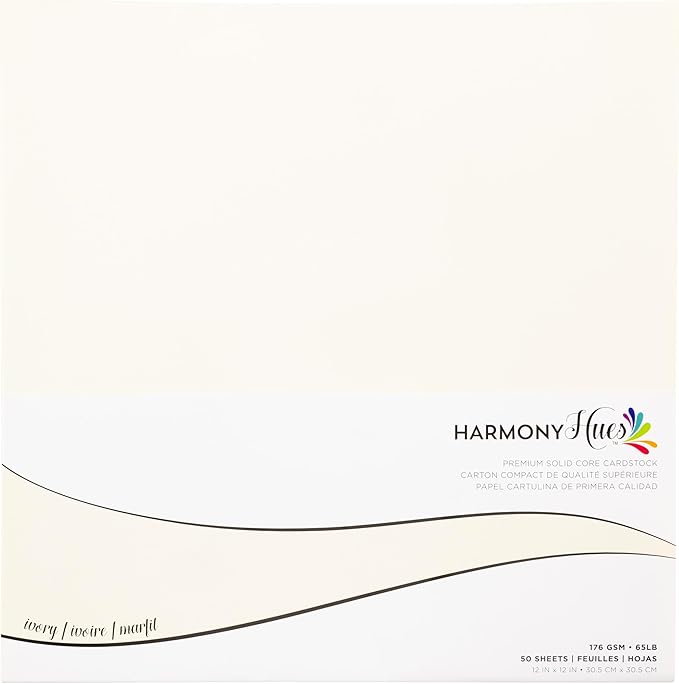 Cardstock 12 x 12 Paper Pack - 65lb Smooth Card Stock for Crafts, Cardmaking, Art Projects - 50 Square Scrapbook Sheets - Double Sided with Solid Core, Ivory