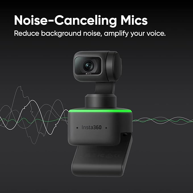 Insta360 Link - PTZ 4K Webcam with 1/2" Sensor, AI Tracking, Gesture Control, HDR, Noise-Canceling Microphones, Specialized Modes, Webcam for Laptop, Live Streaming, Zoom Certified