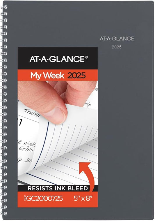 AT-A-GLANCE 2025 Planner, Weekly & Monthly, 5" x 8", Small, DayMinder, Gray (GC2000725)