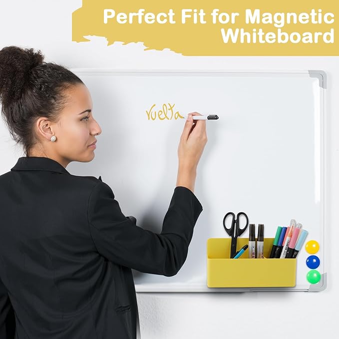 Magnetic Pen Holder,3 Compartments Magnetic Dry Erase Marker Holder,Extra Strong Magnet Storage Marker Pen Pencil Organizer for Refrigerator,Whiteboard,Locker Accessories(Long Style)