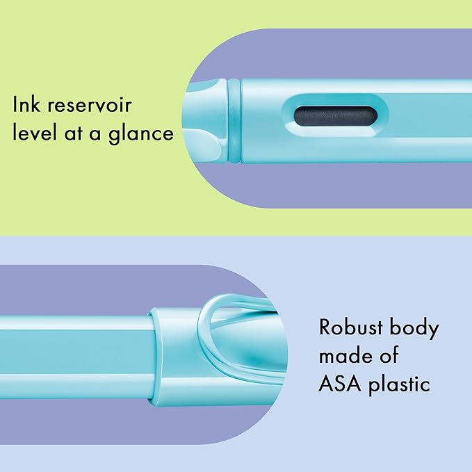 LAMY safari aquasky - Fountain Pen with ergonomic grip & polished steel nib in size F - ideal for any Writing & Calligraphy - including LAMY T 10 blue cartridge - Right-Handed