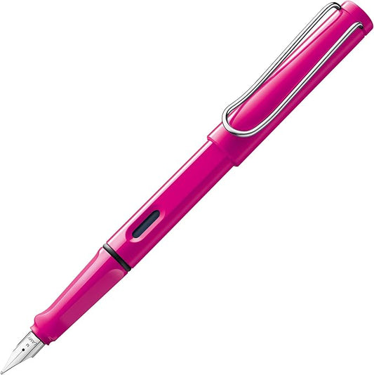 LAMY safari pink - Fountain Pen with ergonomic grip & polished steel nib in size M - ideal for any Writing & Calligraphy - including LAMY T 10 blue cartridge - Right-Handed