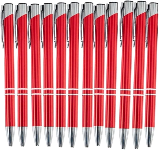 12 Pcs Stylish quality metal ballpoint Pens, Office and School stylus Ball Pen Advertising Luxury Quality, black ink, soft writing experience (Blue)