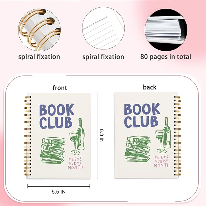 Book Club Gifts for Women, Book Club Journal, Cute Book Club Gifts, Christmas Book Lover Gifts for Women, Journal Motivational Gifts for Teacher Book Club Librarian Bookish 5.5x8.3
