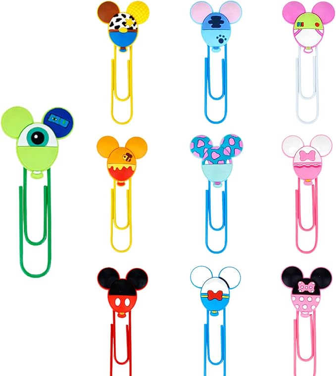 10PCS Cute Mouse Paper Clips, Bookmark Book File Page Marker Clips for Teacher & Students, Desk Accessories Stationery for Office School, Office Supplies Decor for Women Kids Adult