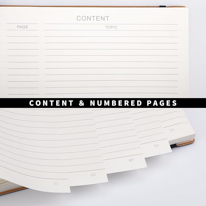 RETTACY Journaling Notebooks, B5 Lined Journal Notebook with 320 Numbered Pages, 7.6" × 10", Medium Size, Journal Notebook for Writing, Work, School, Leather Softcover, 100 GSM Thick Paper (Purple)