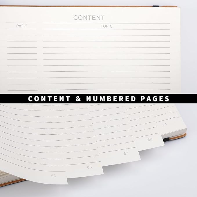 RETTACY Journaling Notebooks, B5 Lined Journal Notebook with 320 Numbered Pages, 7.6" × 10", Medium Size, Journal Notebook for Writing, Work, School, Leather Softcover, 100 GSM Thick Paper (Orange)