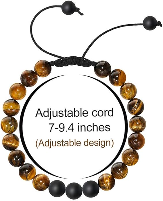 M MOOHAM Natural Stone Bracelets for Men - 8mm Tiger Eye | Matte Agate | Lava Rock Bracelets for Men Teen Boys Gifts Birthday Anniversary Christmas Gifts for Men Teens