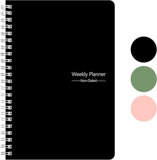 KMQOY Weekly Planner - Undated 52-Week To Do List Planner with Habit Tracker Spiral Weekly Planner for Weekly Goals/Work Planner, 5.8" * 8" - black