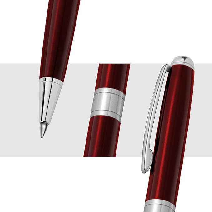 Cambond Ballpoint Pens Red Pens - Black Ink Fancy Pens for Journaling Gift Business Men Police Flight Attendants, Smooth Writing 1.0 mm Medium Point, 3 Pens with 3 Extra Refills (Red)