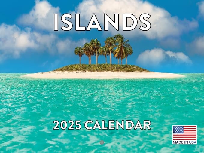 Tropical Island Calendar 2025 Monthly Wall Calender 12 Month | American Made In The USA