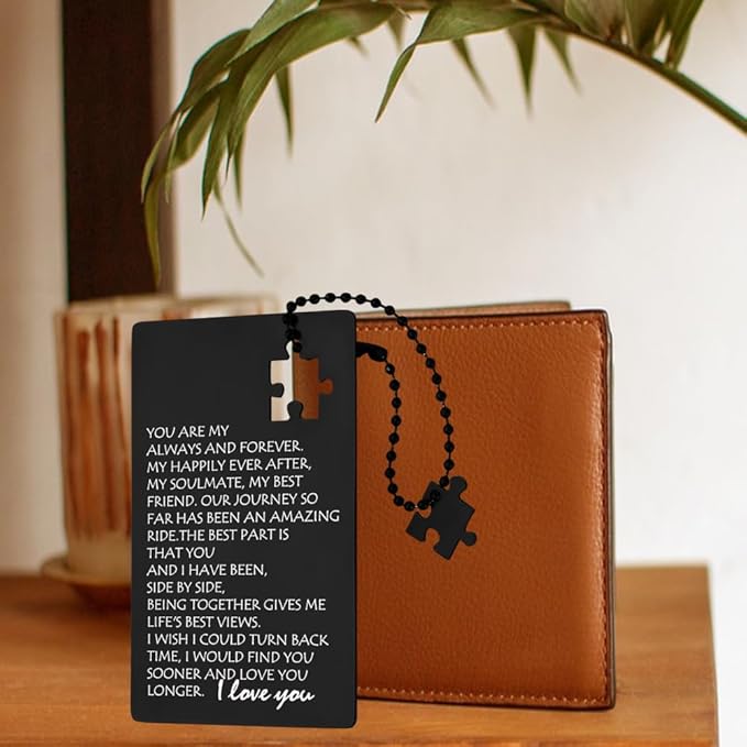 llxxeyopqdxz Happy Birthday Card for Husband, Valentines Day Gift for Men Wedding Gifts I Love You Gift for Him Fiance, Anniversary Card Gifts for Boyfriend Husband, Engraved Wallet Gift