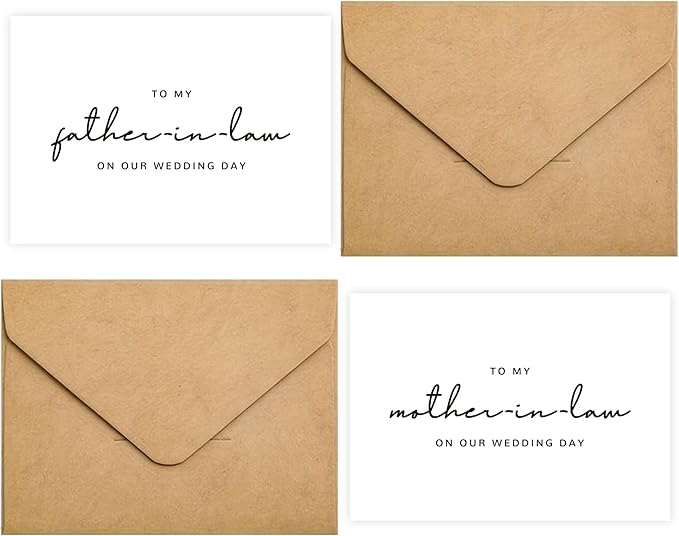 Set of 2 Parents In-Law Wedding Cards - To My Father & Mother In-Law On Our Wedding Day