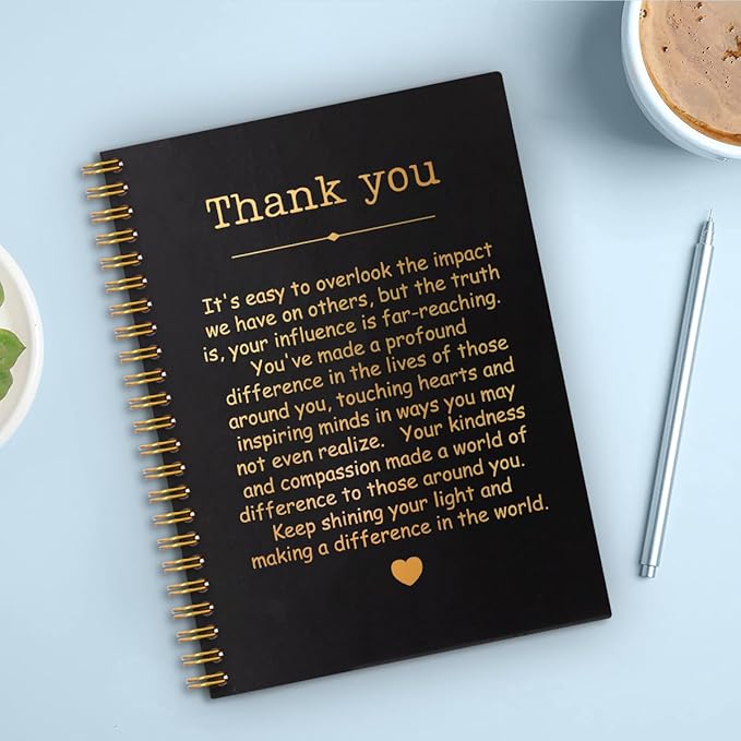 Thank You Gold Hardcover 160 Pages Spiral Notebooks, Funny Thank You Gift for Women Men Coworkers Leader Mentor, Appreciation Gifts for Employees, Thanksgiving Gifts for Colleagues Leaders
