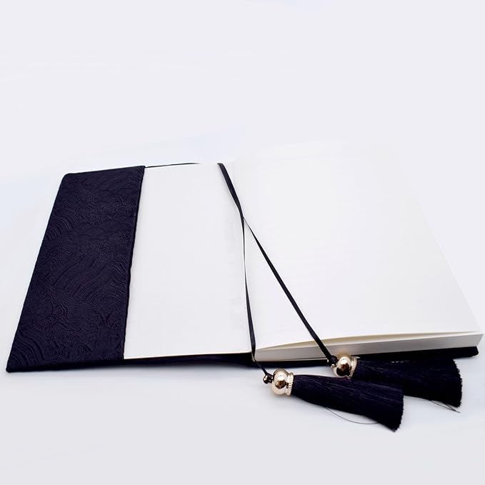 BLBMH Chinese Book CoversAdjustable Fabric Book Sleeve Cover Protector Fit for 5.5x8.5 inch Hardcover Softcover Book Novels Notebook Bible - Black