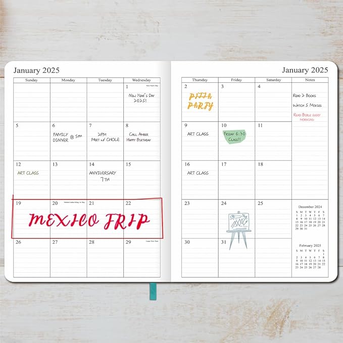 2025 Planner 8.5”x11”, Weekly and Monthly Planner from Jan to Dec 2025, Vegan Leather Cover, Elastic Closure, Teal