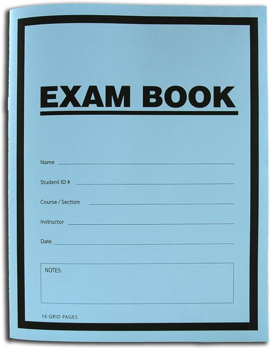 BookFactory Exam Blue Book/Blue Exam Book/Blue Test Book (Grid Format) 8 1/2" x 11" - 16 Numbered Pages (10 Pack) Saddle Stitched (LAB-016-7GSS (Exam Book) 10 Pack)
