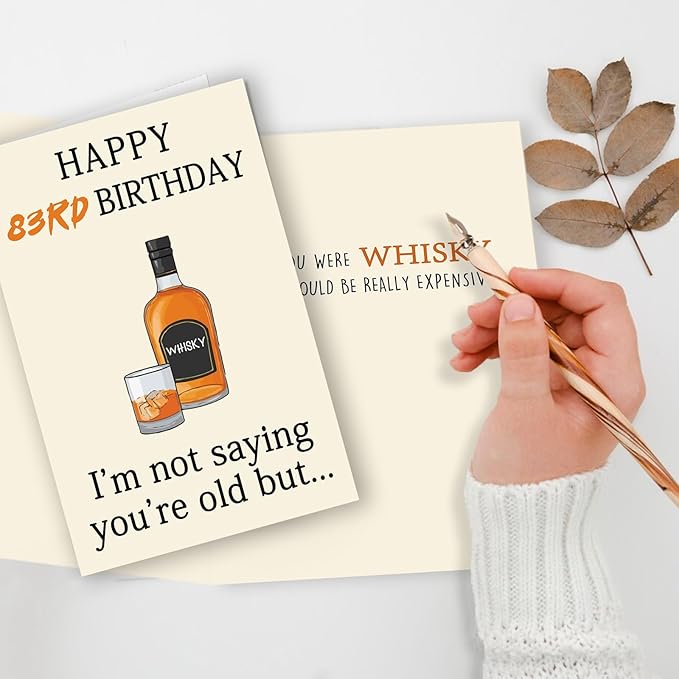 Funny Whiskey 83rd Birthday Card, 83rd Birthday Gifts for Men Women, Unique 83rd Birthday Decorations for Husband Wife, Best 83 Year Old Birthday Card Gifts for Grandpa Grandma