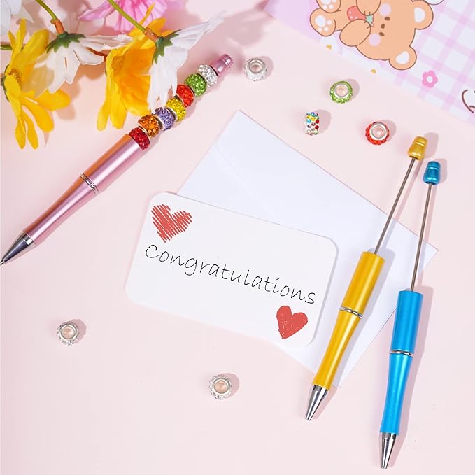 jiebor 30Pcs Beadable Pens Plastic Bead Pen Black Ink Ballpoint Pens Diy Pens Cute Cool Pens for Students Teacher Bridal Journaling Graduation Gift Office School Supplies