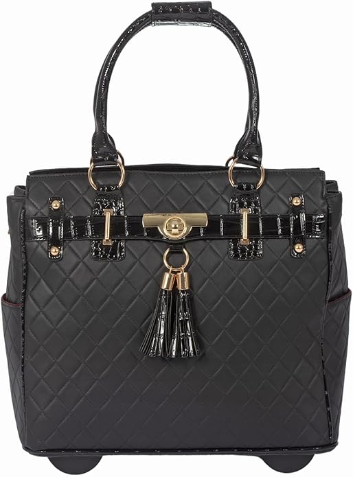 JKM and Company Alligator Compatible With Computer iPad, Laptop Tablet Rolling Tote Bag Briefcase Carryall Bag