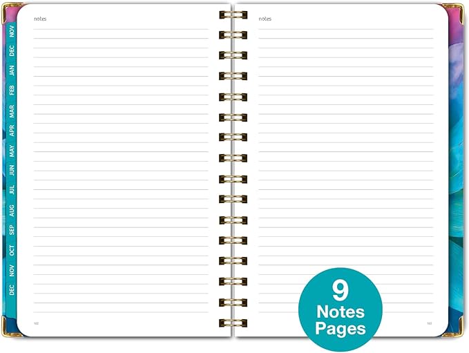 HARDCOVER 2025 Planner, 5.5"x8": 14 Months (November 2024 - December 2025), Daily Weekly Monthly Planner, Yearly Agenda, Bookmark, Pocket Folder and Sticky Note Set (Rainbow Petals)