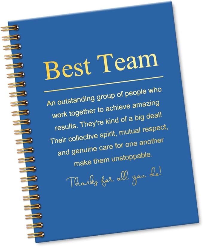 Best Team 160 Blank Pages Blue Spiral Notebook, Employee Thank You Gifts, Team Appreciation Gifts, Team Notebooks for Employees, Team Member Gifts for Coworkers, Teamwork Gifts for Staff I