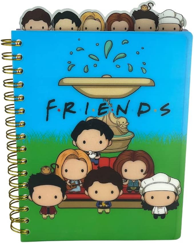 Innovative Designs Friends Tab Journal Notebook, Spiral Bound, 144 Lined Pages, 8 x 7 inches, Blue