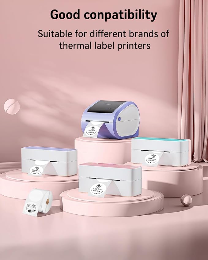 Phomemo 2” White Circle Thermal Label, Self-Adhesive Round Sticker Label, Circular Direct Thermal Printer Label for Phomemo 241bt, D520BT, B246D Label Printer, 750 Labels/Roll, White