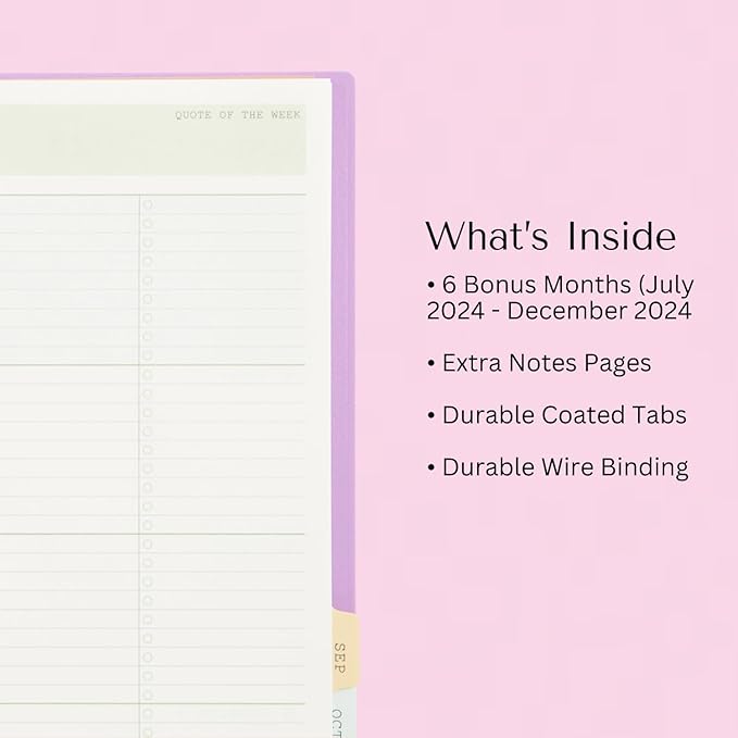 WAAV 2025 Weekly and Monthly Planner Calendar, January 2025 - December 2025, 7” x 9", Stylish Flexible Cover, Laminated Tabs, Durable Wirebound, Storage Pocket, Bailey (Bailey- 2025, 7" x 9")