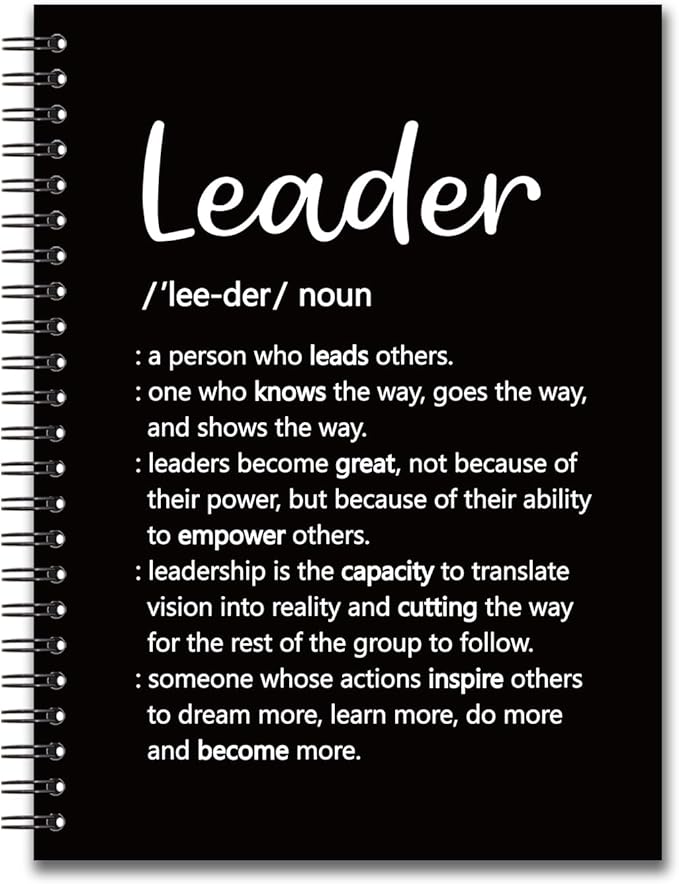 YAZMEEN Leader Blank Spiral Notebook（160 Pages） Leader Definition Hardcover Sketchbook Leadership Gift Thank You Gift for Women Men Leader Boss Funny Notebook Birthday Gift for Leader Mentor Manager