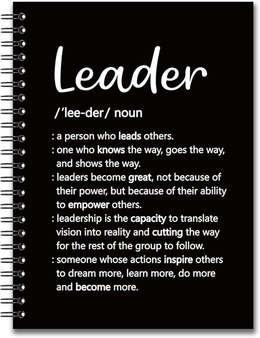 YAZMEEN Leader Blank Spiral Notebook（160 Pages） Leader Definition Hardcover Sketchbook Leadership Gift Thank You Gift for Women Men Leader Boss Funny Notebook Birthday Gift for Leader Mentor Manager