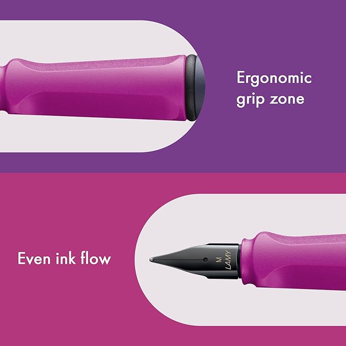 LAMY safari pink cliff - Fountain Pen with ergonomic grip & polished steel nib in size F - ideal for any Writing & Calligraphy - including LAMY T 10 blue cartridge - Right-Handed