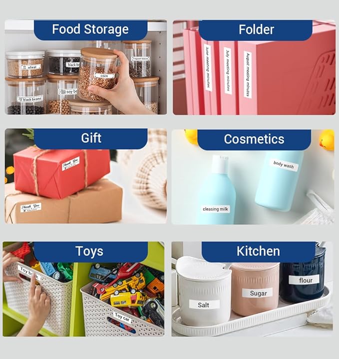 Phomemo Labels-D30 Adhesive Thermal White Label Paper 1/2" X 1 1/2" (12mm X 40mm) 160 Labels/Roll, Black on White, 3 Roll, for Home,Kitchen,School,Office,Gift,Organization