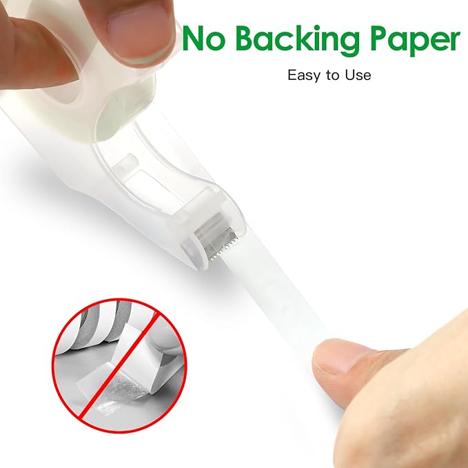 LOCKLOCK Double Sided Tape Light Duty, 40 Pack, 1/2 x 350 inches, Narrow Double StickTape with Dispenser for Crafts, Gift Wrapping, Clear Tape Double Sided for Office School Supplies.