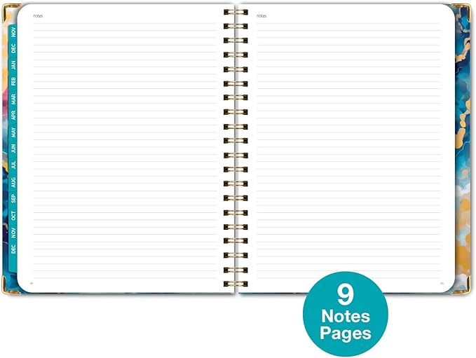 HARDCOVER 2025 Planner, 8.5"x11": 14 Months (November 2024 - December 2025), Daily Weekly Monthly Planner, Yearly Agenda, Bookmark, Pocket Folder and Sticky Note Set (Speckled Marble)