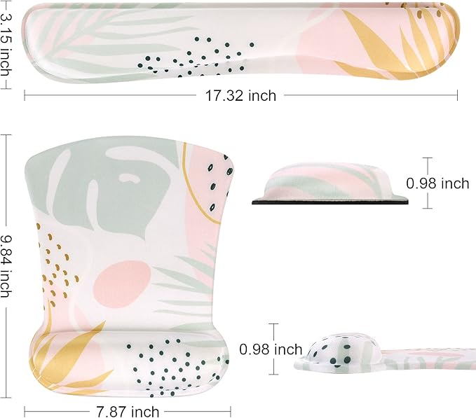 iCasso Keyboard Wrist Rest and Mouse Wrist Rest Pad, Made of Memory Foam, Ergonomic Support, Easy Typing and Relieve Wrist Pain, Perfect for Gaming, Computer, Office, Laptop (G-Morandi)