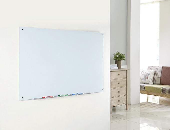 Audio-Visual Direct Magnetic Ultra White Glass Dry-Erase Board Set - 6' x 3' - Includes Magnets, Hardware & Marker Tray