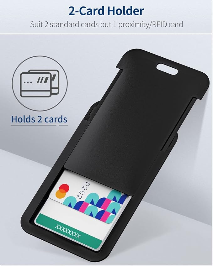 Uniclife 100 Pack Sliding ID Badge Holder Hard Black Vertical Plastic Card Case Protector Pouch with Clear Window for Office School ID Credit Cards Proximity Key Cards Driver’s Licenses and Passes