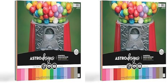 Astrodesigns/Creative Collection Starter Kit Cardstock, 12" x 12", 65 lb/176 gsm 18-Color Assortment, 72 Sheets (46408-03) (Pack of 2)