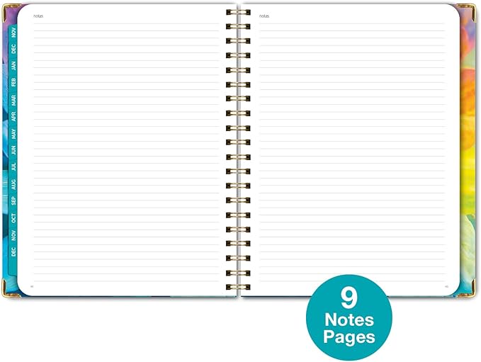 HARDCOVER 2025 Planner, 8.5"x11": 14 Months (November 2024 - December 2025), Daily Weekly Monthly Planner, Yearly Agenda, Bookmark, Pocket Folder and Sticky Note Set (Rainbow Petals)