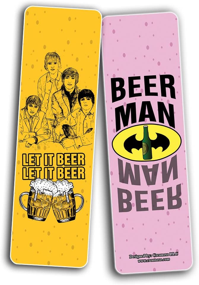 Creanoso Funny Beer Friends Bookmarks (5-Sets X 6 Cards) – Daily Inspirational Card Set – Interesting Book Page Clippers – Great Gifts for Adults and Professionals