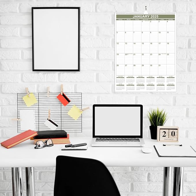 Large Calendar 2025-2026 with Spiral Bound - 18 Month Big Calendar from Jan 2025 to Jun 2026, Vertical Large Monthly Calendar 2025-2026 for Wall, Calendario 2025, 22" x 17", Cyan